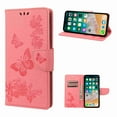 thumbnail image 1 of Decase Wallet Hard Rugged Case for Apple iPhone 14, Shockproof Kickstand Wrist Strap Butterfly Floral Embossed PU Leather Flip Cover,pink, 1 of 1