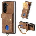 thumbnail image 1 of Decase Wallet Phone Shell for Samsung Galaxy Z Fold 5 5G 2023,Retro Business Style Shockproof Card Slots Holder Case Cover With Hand Strap for Samsung Galaxy Z Fold 5 5G,Brown, 1 of 7