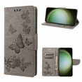 thumbnail image 1 of Decase Wallet Pocket Card Case for Samsung Galaxy S22 Plus, Shockproof Kickstand Wrist Strap Butterfly Floral Embossed PU Leather Flip Cover,gray, 1 of 1