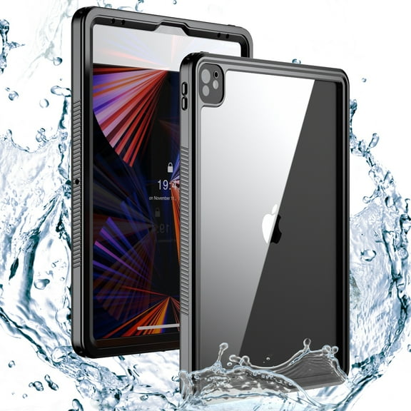 Decase Waterproof for 2021/2022 iPad Pro 12.9-inch Waterproof Case (5th Generation/6th Generation) IP68 Clear with Stand Screen Protection 360 Full-Body Cover Rugged Dustproof Underwater Diving,Black