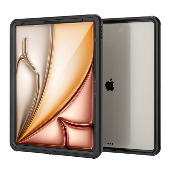 Decase Waterproof Cover for iPad Air 13 Inch Case M3 2025/M2 2024 IP68 Clear with Stand Screen Protection,360 Full-Body Cover Rugged Dustproof Underwater Diving for iPad Air 13-Inch M3/M2,Black
