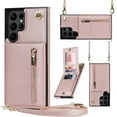 thumbnail image 1 of Decase Zipper Wallet Case for Samsung Galaxy S22 Ultra PU Leather Purse Case with Card Slots Kickstand Crossbody Shoulder Strap Magnetic Clasp For Samsung Galaxy S22 Ultra,Rosegold, 1 of 8