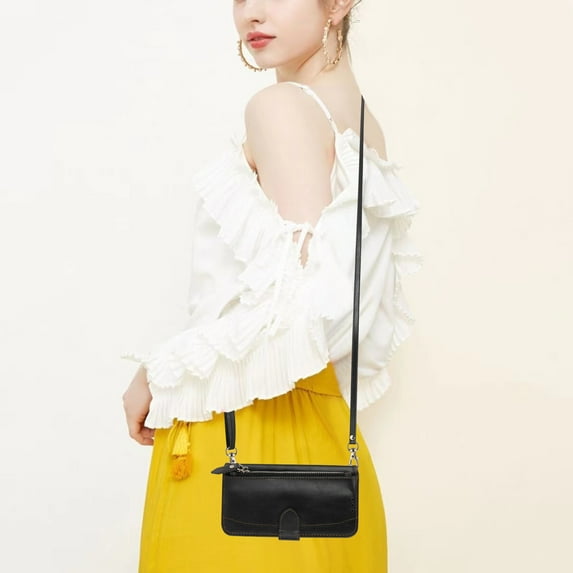 Decase Zipper Wallet Case for iPhone 12 Pro Max PU Leather Purse Case with Crossbody Shoulder Strap Card Slots Kickstand Magnetic Protective Case For iPhone 12 Pro Max,Black