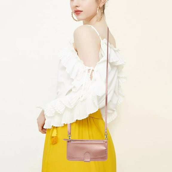 Decase Zipper Wallet Case for iPhone 12 Pro Max PU Leather Purse Case with Crossbody Shoulder Strap Card Slots Kickstand Magnetic Protective Case For iPhone 12 Pro Max,Rosegold