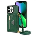 thumbnail image 1 of Decase Zipper Wallet Phone Shell for iPhone 15 Pro Max,Premium Luxury PU Leather Cover With Crossbody Strap & Card Slots Holder for iPhone 15 Pro Max,Green, 1 of 8