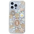 thumbnail image 1 of Decase case For iPhone 14,3D Luxury Handmade Girls Phone Case Pearl Pendant Sparkle Shinning Flower Rhinestone Crystal Diamond Cover Case, silver, 1 of 3