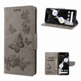 thumbnail image 1 of Decase for Google Pixel 5 Wallet Card Holder Slots Case, Shockproof Kickstand Wrist Strap Butterfly Floral Embossed PU Leather Flip Cover,gray, 1 of 1