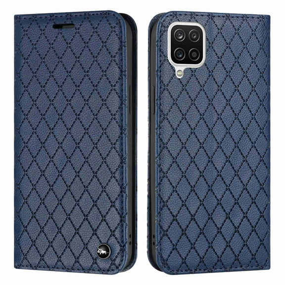 Decase for Samsung Galaxy A12, with RFID Blocking Leather Wallet Credit Card Holder Flip Folio Book Phone Case Shockproof Cover for Women Men, Blue