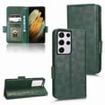 thumbnail image 1 of Decase for Samsung Galaxy S21 5G Wallet Case, Embossed Pattern PU Leather Wallet Case Flip Protective Phone Cover with Card Slots and Kickstand,Green, 1 of 5