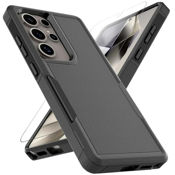 Decase for Samsung Galaxy S25 Ultra Case with Screen Protector Glass, Full Body Heavy Duty Rugged Shockproof Protective Phone Cover,Black