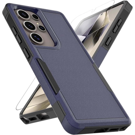 Decase for Samsung Galaxy S25 Ultra Case with Screen Protector Glass, Full Body Heavy Duty Rugged Shockproof Protective Phone Cover,Darkblue