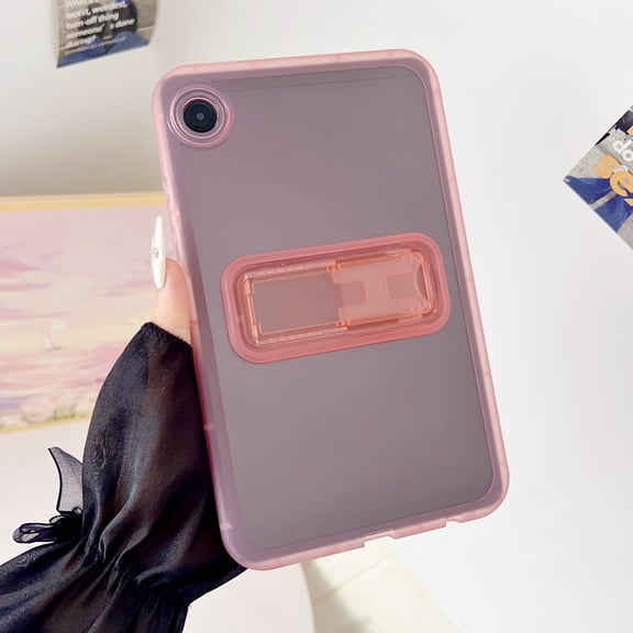Decase for Samsung Galaxy Tab A9 Case,Hard Plastic Frame Soft Flexible TPU Matte Cover with Kickstand+Stylus,Slim Translucent 8.7" Tablet Cover,Pink