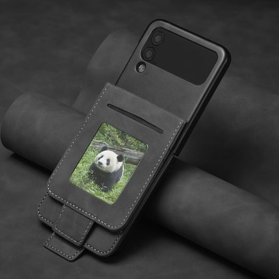 Decase for Samsung Galaxy Z Flip 4 5G Case, Shockproof Magnetic PU Leather Ultra Slim Durable Card Holder Protective Phone Cover, Black