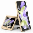 thumbnail image 1 of Decase for Samsung Galaxy Z Flip 5 Case, Shockproof Ring Holder Stand Hinge Protection Plating with Small Screen Protector Case Cover, Gold, 1 of 5