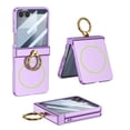 thumbnail image 1 of Decase for Samsung Galaxy Z Flip 7, Shockproof Case with Stand & Screen Protector, Hinge Protection Cover, Wireless Charging Compatible,Purple, 1 of 12