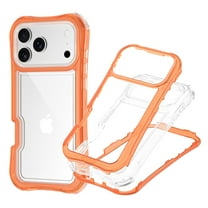 Decase for iPhone 17 Pro Case,Heavy Duty Crystal Clear Case,Shockproof Rugged Dual-Layer Protective Cover with Wrist Strap,Orange