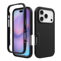 Decase for iPhone 17 Pro Case,Hybrid PC TPU Protective Case,Shock-Absorbent Slim 2 in 1 Hard Glossy Cover,Heavy Duty Rugged Case,Black