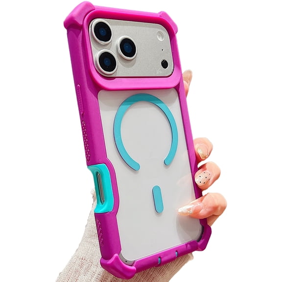 Decase for iPhone 17 Pro Magnetic Case,Rugged Hard PC Clear Back Silicone Frame,Heavy Duty Clear Cover,Shockproof Mag-Safe Transparent Cover,Purple