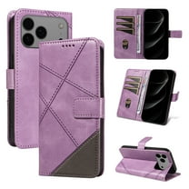 Decase for iPhone 17 Pro Wallet Case,Magnetic Clouse PU Leather Flip Cover with Card Holder and Kickstand, Shockproof TPU Protective Case,Purple