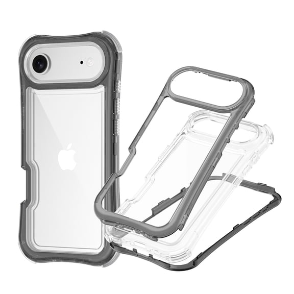 Decase for iPhone Air Case,Heavy Duty Crystal Clear Case,Shockproof Rugged Dual-Layer Protective Cover with Wrist Strap,Black