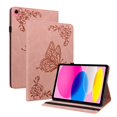thumbnail image 1 of Decase for iPad 10th Generation 10.9 inch 2022 Case,Leather Flip Cover With Pencil Holder,Embossed Butterfly Pattern Folio Stand Card Pocket Auto Wake/Sleep Case for iPad 10.9 Inch, Pink, 1 of 9