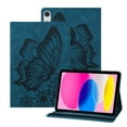 thumbnail image 1 of Decase for iPad 10th Generation Case 2022 10.9 inch, Shockproof Premium PU Leather Retro Embossed Butterfly Slim Cover Case with Pencil Holder for iPad 10th Gen (2022) 10.9 Inch,Blue, 1 of 8