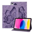 thumbnail image 1 of Decase for iPad 10th Generation Case 2022 10.9 inch, Shockproof Premium PU Leather Retro Embossed Butterfly Slim Cover Case with Pencil Holder for iPad 10th Gen (2022) 10.9 Inch,Purple, 1 of 8