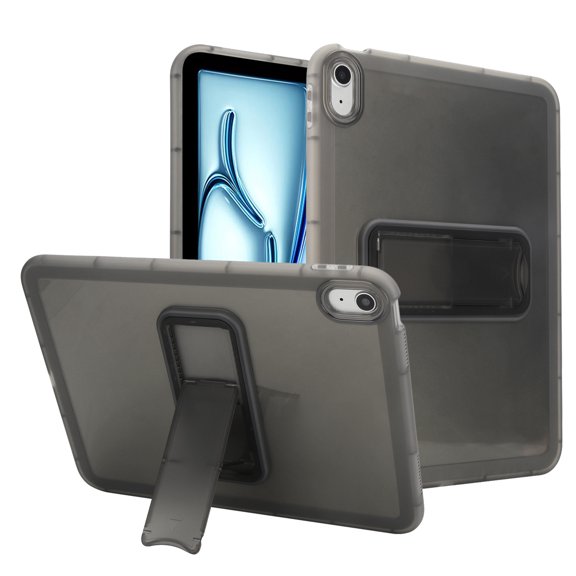 Decase for iPad 11th /10th Gen 2025/2022 Case,Hard Plastic Frame Soft Flexible TPU Matte Cover with Foldable Kickstand+Stylus,Slim Translucent Tablet Cover,Black