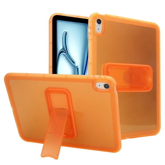 Decase for iPad 11th /10th Gen 2025/2022 Case,Hard Plastic Frame Soft Flexible TPU Matte Cover with Foldable Kickstand+Stylus,Slim Translucent Tablet Cover,Orange