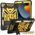 thumbnail image 1 of Decase iPad 9th / 8th / 7th Generation Case for Kids iPad 10.2 Tablet Shell 2021/2020/2019 Cute Cartoon pattern Dual Layer Shockproof Child Proof Kickstand Cover with Pen Slot & Shoulder SBlack+Yellow, 1 of 7
