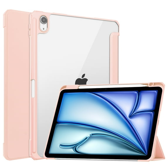 Decase for iPad Air 13-Inch Case (2024 New) with Pencil Holder Slim Stand Hard Acrylic Back Shell Smart iPad Cover Support Auto Wake/Sleep for iPad Air 13,Rosegold
