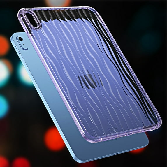 Decase iPad Air 3 10.5" 2019 Clear Case,iPad Pro 10.5" 2017 Case,Fashionable Ripple Design Soft TPU Anti-Yellow Shockproof Slim Transparent Cover for iPad Air 3rd Gen/iPad Pro 10.5",Light Purple