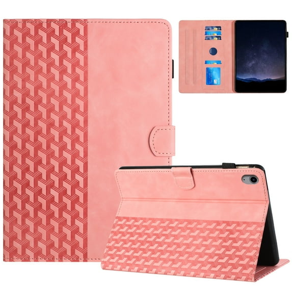 Decase for iPad Mini 7 A17 Pro Case with Card Slot, iPad Mini 7th/6th Generation Case (2024/2021), Multi-Angle Viewing Stand Folio Cover, PU Leather Case with Auto Wake/Sleep Function,Pink