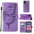 thumbnail image 1 of Decase iPhone 11 Case, Butterfly Patterned Wallet Case, Magnetic Folio Faux Leather with Wrist Strap Credit Card Holder Slots Kickstand Protective Cover For iPhone 11, Lightpurple, 1 of 9