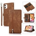thumbnail image 1 of Decase iPhone 11 pro case,Flip Retro PU Leather Shockproof Magnetic Zipper Wallet Stand Case Cover for iPhone 11 Pro 5.8 inch,Brown, 1 of 10