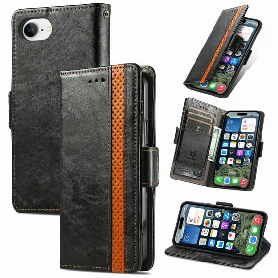 Decase for iPhone 12 Mini Flip Wallet Cover,Shockproof Flip Kickstand PU Leather Case with Cash & Card Slots Holder Stand Cover, Business PU Leather Wallet Phone Case for iPhone 12 Mini,Black