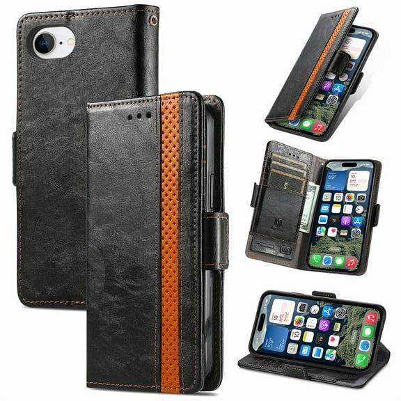 Decase for iPhone 12 Mini Flip Wallet Cover,Shockproof Flip Kickstand PU Leather Case with Cash & Card Slots Holder Stand Cover, Business PU Leather Wallet Phone Case for iPhone 12 Mini,Black