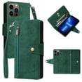 thumbnail image 1 of Decase iPhone 12 Pro Max 6.7 Wallet Phone Case,Soft PU Leather Magnetic Clasp Purse Folio Flip Cover with Zipper Pocket Wristband Strap for Women Men,for iPhone 12 Pro Max,green, 1 of 7