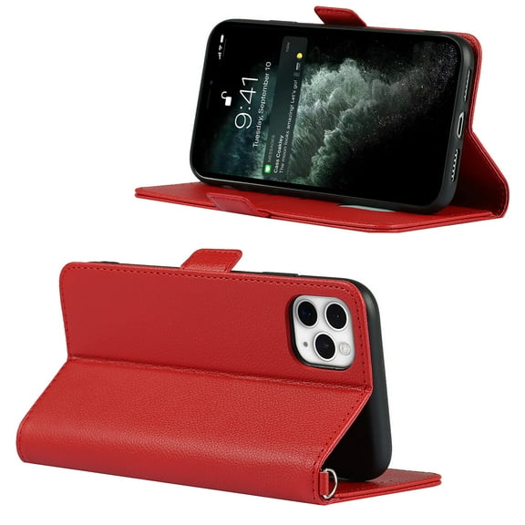 Decase iPhone 12 pro max case, Flower Embossed Wallet Card Cash Slots PU Premium Leather Magnetic Flip Kickstand Shockproof Ultra-Slim Cover for iPhone12 pro max 6.7 inch,Red