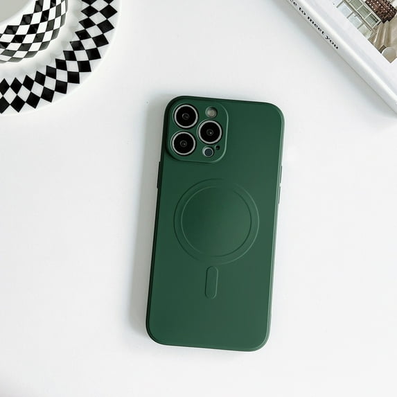 Decase for iPhone 13 Mini 5.4 Inch Soft TPU Slim Case with MagSafe Magnetic, Ultra Thin Shockproof Anti-Scratch Fitted Fashion Case for iPhone 13 Mini,Darkgreen