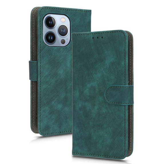 Decase for iPhone 13 Pro Max Flip Wallet Phone Case with RFID Blocking,Shockproof Hybrid PU Leather TPU Bumper Phone Case with Card Holder Slots Kickstand for iPhone 13 Pro Max,Green