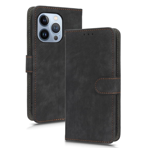 Decase for iPhone 13 Pro Max Flip Wallet Phone Case with RFID Blocking,Shockproof Hybrid PU Leather TPU Bumper Phone Case with Card Holder Slots Kickstand for iPhone 13 Pro Max,Black