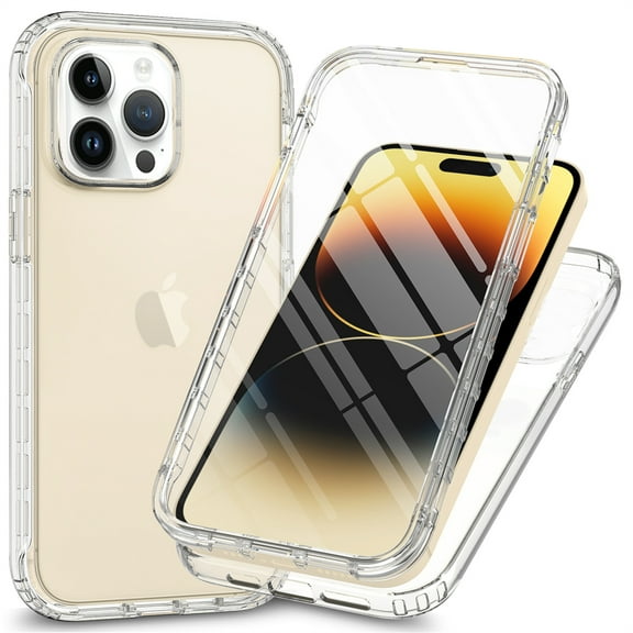 Decase for iPhone 13 Pro Two-layer Protection Case,Built-in Screen Protector,Slim Shockproof Anti-Scratch TPU Bumper Drop Proof Protective Clear Gradient Phone Case Cover,Clear