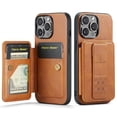 thumbnail image 1 of Decase for iPhone 14 Credit Card Slot Wallet Case,Built-in Foldable Kickstand,RFID Blocking Design,Slim Shockproof Flip PU Leather Compatible with Magnetic Car Mount Case Cover,Brown, 1 of 9