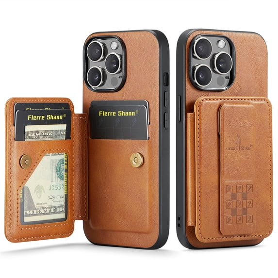Decase for iPhone 14 Credit Card Slot Wallet Case,Built-in Foldable Kickstand,RFID Blocking Design,Slim Shockproof Flip PU Leather Compatible with Magnetic Car Mount Case Cover,Brown