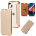 thumbnail image 1 of Decase for iPhone 14 Flip Leather Case Lychee Pattern Soft Clear Back with Card Slot Kickstand Function Anti-Scratch Full Body Protective Case For iPhone 14,Gold, 1 of 6