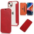 thumbnail image 1 of Decase for iPhone 14 Flip Leather Case Lychee Pattern Soft Clear Back with Card Slot Kickstand Function Anti-Scratch Full Body Protective Case For iPhone 14,Red, 1 of 6