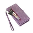 thumbnail image 1 of Decase for iPhone 14 Plus 6.7 inch Case,Luxury PU Leather Zipper 9 Card Pocket Slots Folding Wallet Holder 360 Protection Shockproof Cover with Crossbody Hand Strap.For iPhone 14 Plus,Purple, 1 of 9