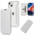 thumbnail image 1 of Decase for iPhone 14 Plus Flip Luxury Leather Case Lychee Pattern Soft Clear Back with Card Slot Kickstand Function Anti-Scratch Full Body Protective Case For iPhone 14 Plus,Silver, 1 of 7