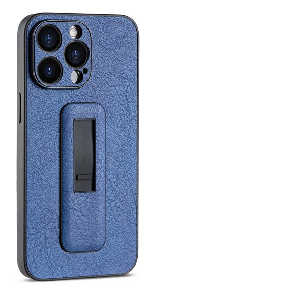 Decase for iPhone 14 Plus with Push-pull Kickstand Phone Case,Camera Lens Protector,Slim PU Leather Shockproof Skin-Friendly Stain-Resistant Drop Proof Protective Case,Blue